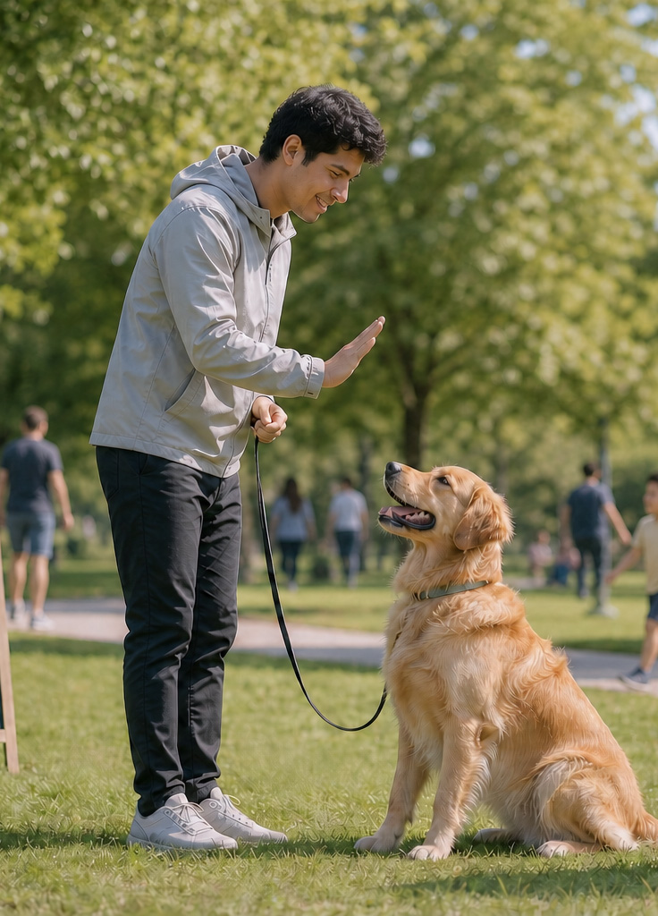 Community Park Obedience Training – Bustling Background